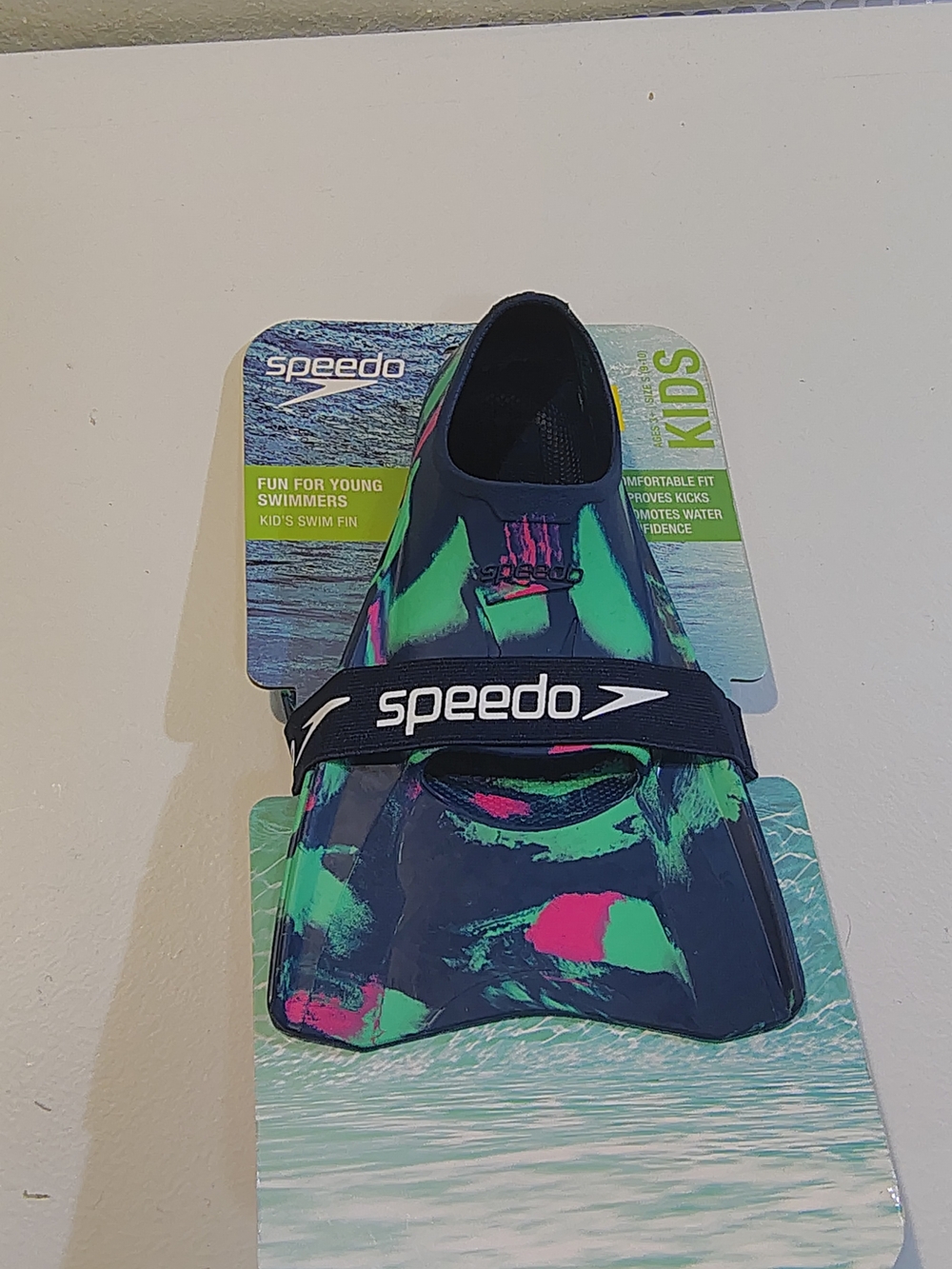 Speedo Kids Swim Fin in Navy with Green & Pink Accents